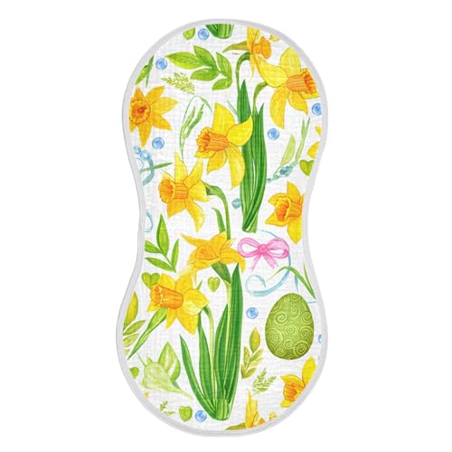 xigua Yellow Daffodils Baby Burp Cloths for Newborn Boys and Girls 4 Pack, Soft & Absorbent Cotton Baby Burp Cloth, Baby Washcloths, Newborn Towel, Burp Rags