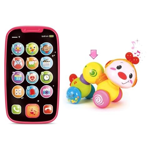 Stone and Clark My First Smartphone & Musical Press & Go Caterpillar Toy Bundle - Interactive Learning Toys for Toddlers Cover