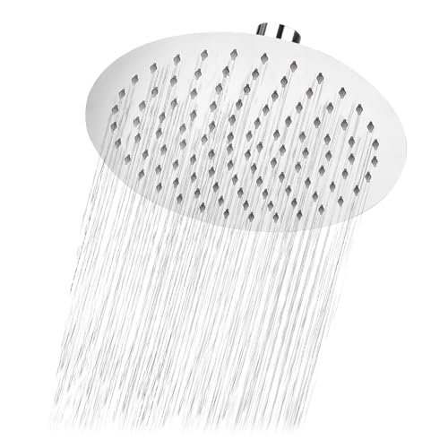 XTDMJ Round Rain Shower Head, 8 inch Rainfall Shower Head 304 Stainless Steel Material, Large Shower Head with Angle Adjustment, Thickened High Flow Waterfall Shower Head