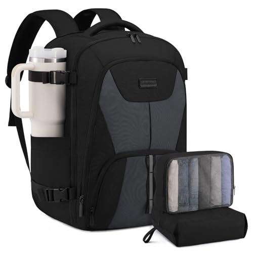 LOVEVOOK Erweiterbares Reiserucksack 50L, Groß Handgepäck Rucksack Flugzeug Herren Rucksack für 18 Zoll Laptop Travel Backpack Kofferrucksack Cabin Bag für Reise Weekender