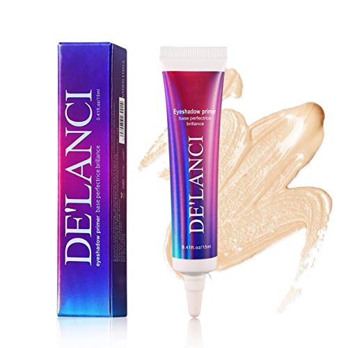 Makeup Glitter Primer Eyeshadow,DE'LANC Professional Eyeshadow Primer Base, Natural Cream White Waterproof Liquid Glitter Lip Primer Glue,Cruelty Free and Vegan