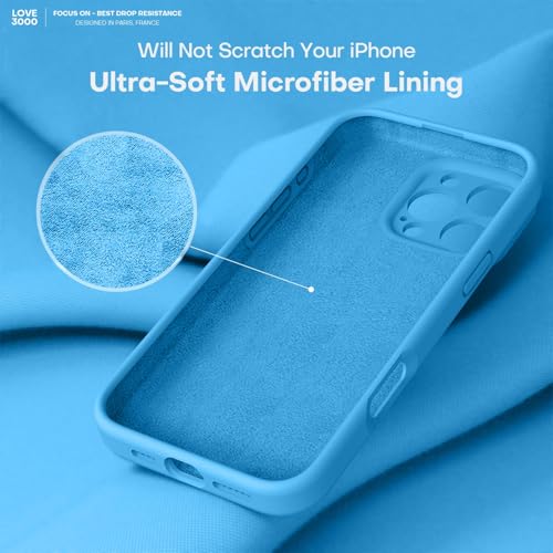 Image of LOVE 3000 Designed for iPhone 16 Pro Case, Premium Silicone with [Soft Anti-Scratch Microfiber Lining] Shockproof Protective Phone Case for Holsters 6.3 inch, Blue