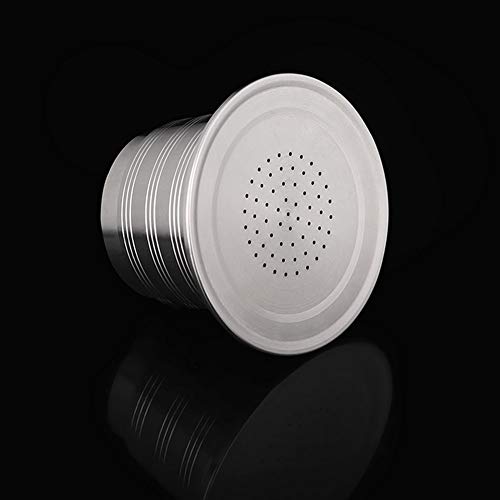Kaffeepads Wiederverwendbare, Nachfüllbare Kaffeekapsel aus Edelstahl Wiederverwendbare Kaffeepads mit Löffel, kompatibel für-Maschinen,Silber