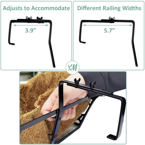 Flower Boxes For Deck Railings 24Inch 4Packs, Deck Railing Planter Boxes With Coir Liner Outdoor Railing Window Boxes Planters Hanging Planter Flower Box #TOP3