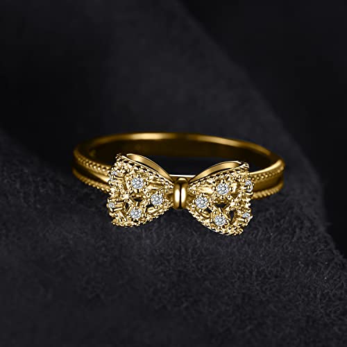 Image of JewelryPalace 14k White Yellow Rose Gold Plated 925 Sterling Silver Rings for Women, Cubic Zirconia Promise Rings for Her, Stackable Wedding Bands Rings for Women Infinity Forever Love Knot Ring