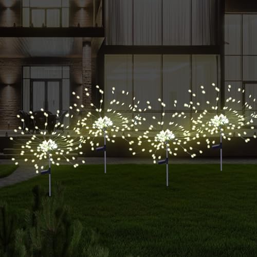 PXBNIUYA 4 Pcs Solar Garden Light Outdoor,175 LED Firework Lights for Yard