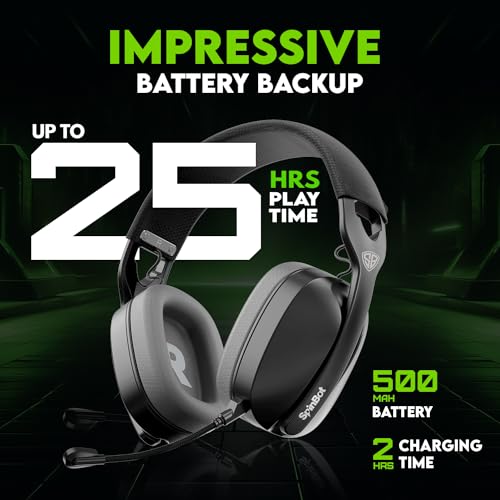SpinBot Ranger HX500 Tri-Mode Wireless Gaming Headphones | Dual 2.4GHz + Bluetooth + Wired | 28ms Ultra Latency | Detachable Boom Mic | 25Hrs Play... - Image 5