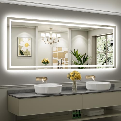 Amazon.com: Briivue 96x36 Inch LED Bathroom Mirror with Lights, Backlit ...