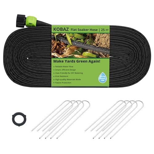 Flat Soaker Hose 25 FT Sprinkler Soaker Hose for Garden Bed Drip System for Vegetable and Lawn Gardening Save 80% Water