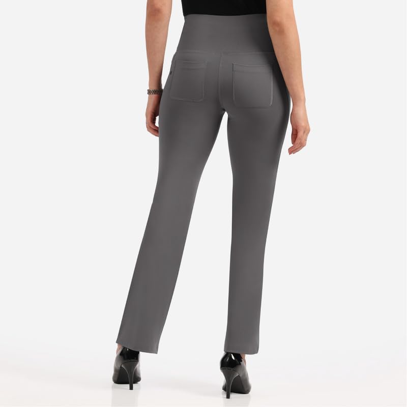 Image of Blissclub Ultimate Flare Pants for Women Above 5'5 ft Tall | Ribbed Waistband, 4 Pockets | High Waist Trousers and Formal Pants for Office wear
