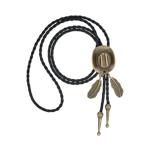 Image of Western Cowboy Bolo tie for Men Women Gold Silver Death Skull Moth Cross Bolo Tie Christmas Deer Rooster Wolf Necktie Gift
