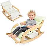 SELFLA Kinderschaukelstuhl aus Massivholz, kippsicherer Schaukelstuhl mit Minky-Kissen mit Noppen, beruhigender Sensorikstuhl für Kinderzimmer und Spielzimmer