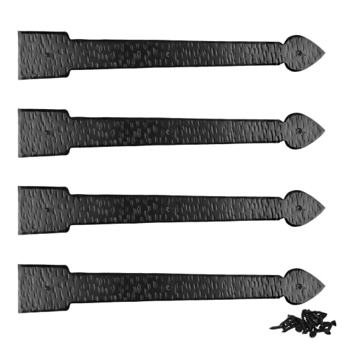 4 Pack 16 Inch Faux Door Hinges Black Decorative Strap Hinge Wrought Iron Strap Barn Door Strap Hinges, Farm Gate Hinge, Carriage Door Hardware The Colonial Series By Borderland Rustic Hardware #TOP11