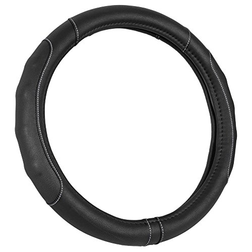 Motor Trend Funda ergonómica para Volante de tamaño pequeño en Coches, todoterrenos, Barcos (13.5 – 14.5 Pulgadas) (Grip Drive Pro Comfort Grip (Costuras Negro/Gris)