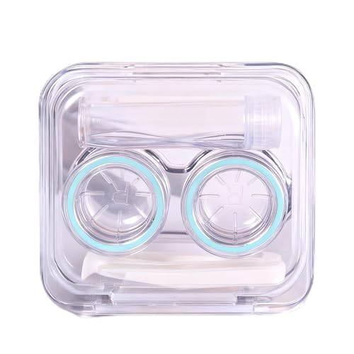 Conjunto de 2 capas de lentes de contato, itens essenciais de viagem com kit de ferramentas de remoção e frasco de solução, caixa de armazenamento de lentes de contato transparente (estilo 2)