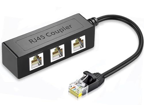 Ethernet Splitter Adapter 1 to 3，RJ45 Connector Network Internet Splitter Extension Cable, for cat 5 5e 6 7 Cable Splitter 1 to 3 Adapter