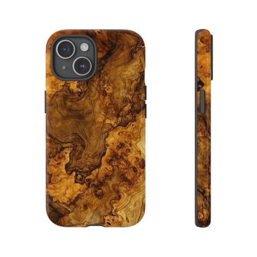 Coque iPhone 15 marron rigide : protection antichoc brillante pour smartphone Apple