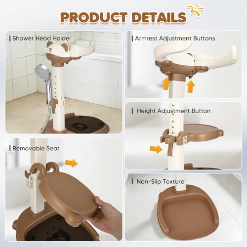 Support de douche bébé réglable sans BPA avec base antidérapante - 4