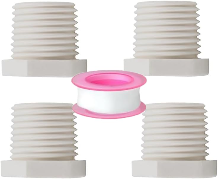 YOIASUGH 4 Pieces RV Hot Water Heater Drain Plug with Tape Compatible with RV Camper and Atwood Water Heater 11630 91857 1/2 Inch NPT Drain Plug White Plastic Drain Plug