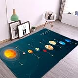 JIEDEDIAM Alfombra 3D con Planetas del Sistema Solar de Otro Mundo, Antideslizante, para habitación de niños, Ideal para Jugar o Gatear.