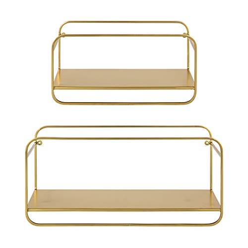 Kate and Laurel Emerline Midcentury Shelf Set, Set of 2, Gold, Decorative Modern Shelves for Storage and Display by Kate and Laurel - Image 5