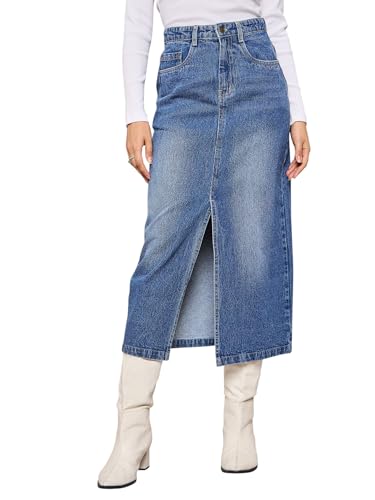 Basics Women's Trendy Midi Skirt – High-Waist Fit, Elegant Party to Casual Outfit for Women