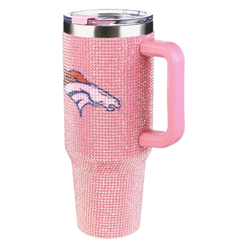 Image of The Memory Company Officially Licensed 40oz Pink Bling Game Day Tumbler, Denver Broncos