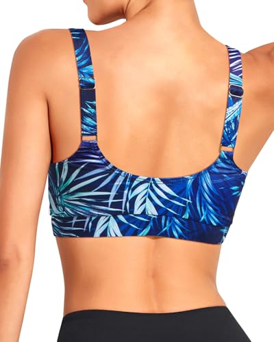 Image of Tempt Me Women Sports Bra Swim Crop Tops Only | Scoop neck, Bathing suits top, Removable cups, Adjustable straps
