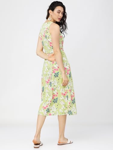Image of Tokyo Talkies Womens Green Printed Aline Dress