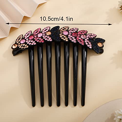 Peines para pelo suelto que evitan caídas con strass rosa de lujo 6