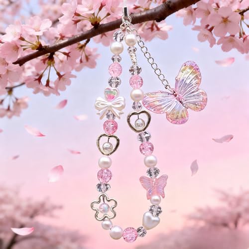 Image of Beaded Camera Wrist Strap Cute Digital Camera Charm Lanyard, Phone Wristlet Charms, Phone Chain for Camera