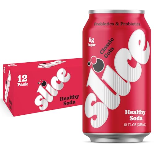 Image of Slice Healthy Soda, Classic Cola, Prebiotic & Probiotic Soda Pop, 5g Fiber, 40 calories, 12 fl oz 12 Pack