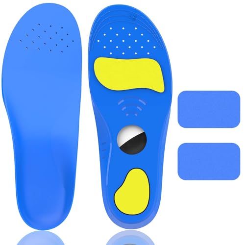 Insoles for Airtag Hidden Holder Tracker Devise Case for Kids Adults and Elderly Comfortable Inserts for Shoes (Blue Foot:7.6-8.6IN/Insole:8.4-9.1IN/2Y-4Y)