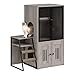 Cat Litter Box Enclosure, Double Layer Enclosed Litter Box Furniture with Door, Cat House with Ladder, Gray