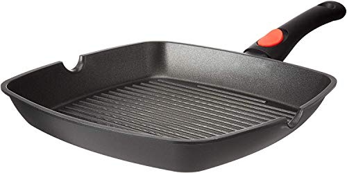 CAMMEX Square Grill Pans with Detachable Snap-on Handle, Cast Aluminum Cookware for Induction/Electric/Gas