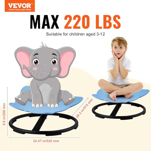 Image of VEVOR Elephant Kids Swivel Chair, 220 LBS Capacity, 360 Spinning Chair, Autistic Kids Sensory Toy Chair with Non-Slip Metal Base, Toddler Sit and Spin for Coordination Balance Focus Blue