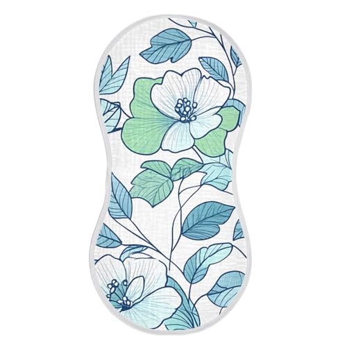 1 Pack Green Flowers Muslin Burp Cloths Cotton Absorbent Baby Burping Rags for Boys Girls Soft Newborn Burp Bibs, 22 x 11 Inch