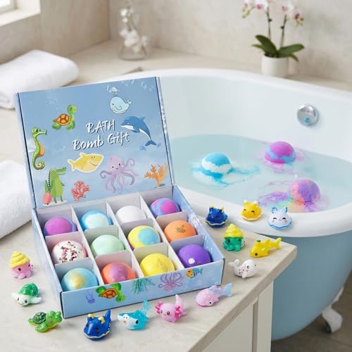 Bombas de baño para niños con juguetes de criaturas marinas naturales 3