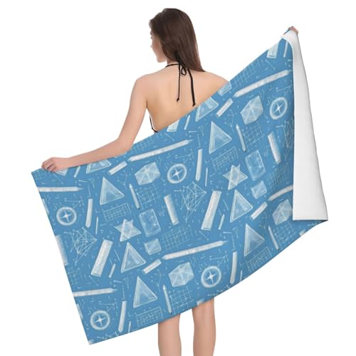Serviette de plage à séchage rapide en microfibre bleue mathématiques