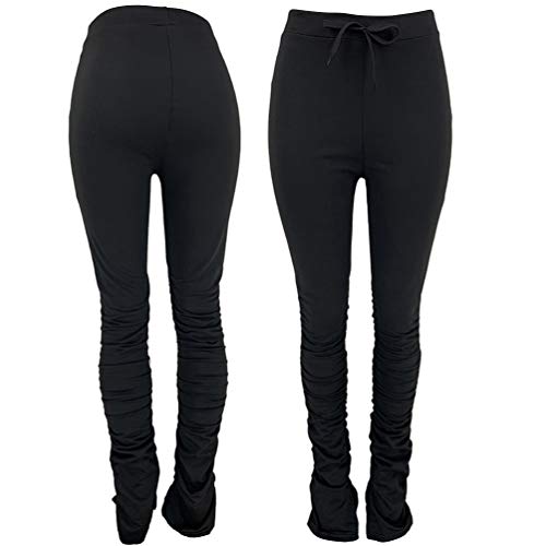 BESPORTBLE Calça de ioga de cintura alta com cordão flare dobrável calça de pilates controle de barr