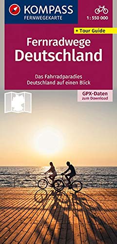 KOMPASS Fernwegekarte Fernradwege Deutschland 1:550000: Das Fahrradparadies Deutschland auf einen Blick. GPX-Daten zum Download.