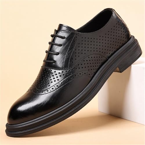 Men’s Summer Hollow Out Leather Brogue Shoes Breathable Formal Business Dress Shoes with Height Increase for Wedding Groom3