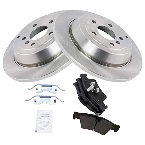Image of TRQ Rear Brake Pad and Rotor Set Semi Metallic Solid Rotors