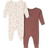 Modern Moments by Gerber Baby Neutral Viscose Tight Fitting Footless Pajamas, Beige Cowboy, 12 Months