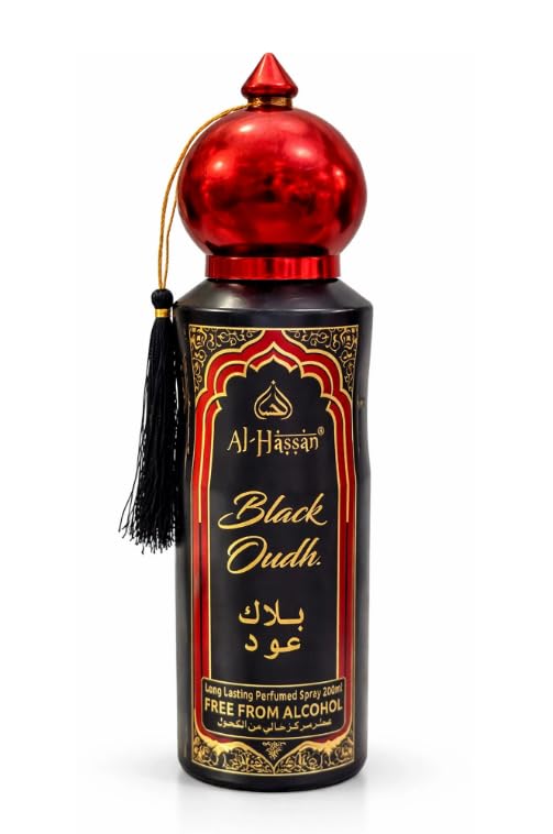 Al-Hassan Black Oudh Long Lasting Perfumed Spray for Men & Women | Alcohol-Free Arabic Body Spray | Premium Oud Fragrance | 200ml-image-25