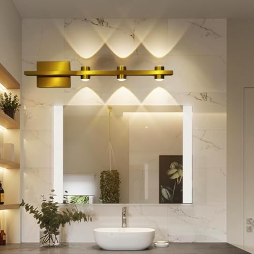 Image of Groeien 6 LED Golden 6 watt Up /Down Wall Sconce Bathroom Vanity Indoor Outdoor Light Fixtures for Mirror, Hallway,Bedroom,Indoor Wall Light(DualArc-3LED)