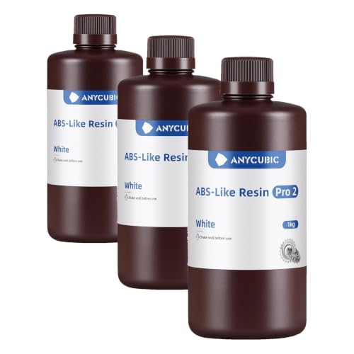 Image of ANYCUBIC 3D Printer Resin Bundle, ABS-Like Resin Pro 2 with Enhanced Strength and Toughness, Performance far Superior to ABS-Like Resin, Low Odor (White+White, 2kg) (Pack of 3)