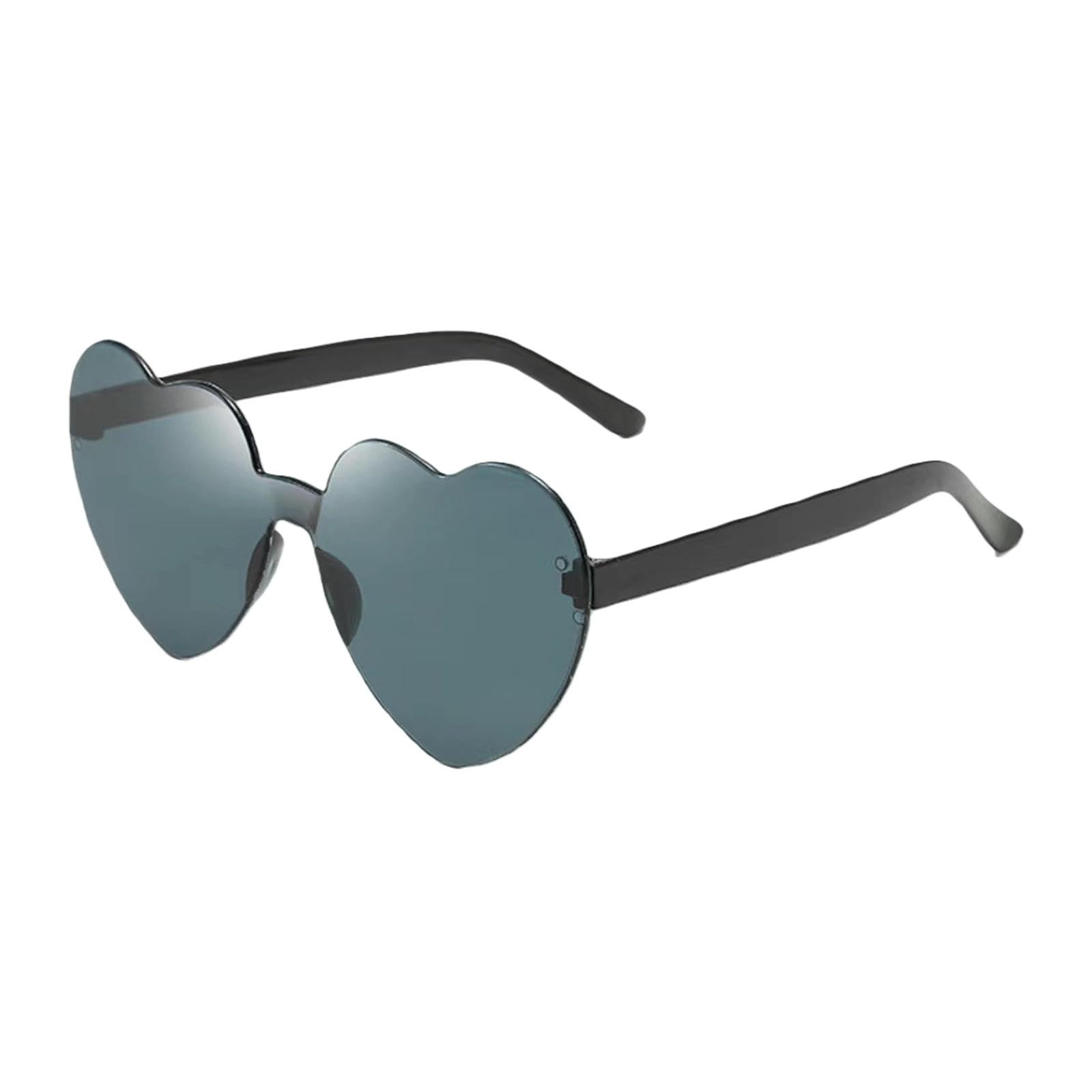 Gyios sunglasses Chic Retro Heart Shaped - Rimless Novelty Party Glasses, Party, Beach Vacation And Other Scenes -black