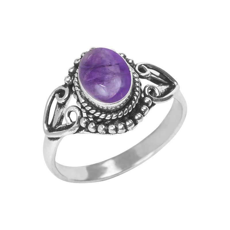 Amethyst Stone Ring, Silver Ring, Silver Overlay Handmade Ring, Bohemian Jewelry, Silver Ring For Women Girls Size US 5, Christmas Gift, Anniversary