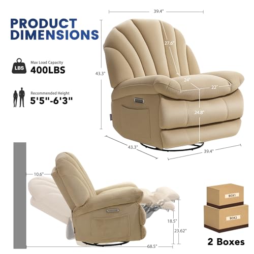 Sillón reclinable tejido beige grande miniatura 3